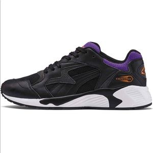 NIB Men's Size 9.5 Puma Prevail Classic Trinomic Suede Sneakers In Black/Purple